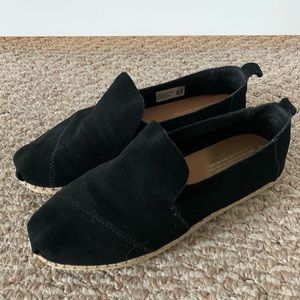 TOMS Black Suede Deconstructed Alpargata